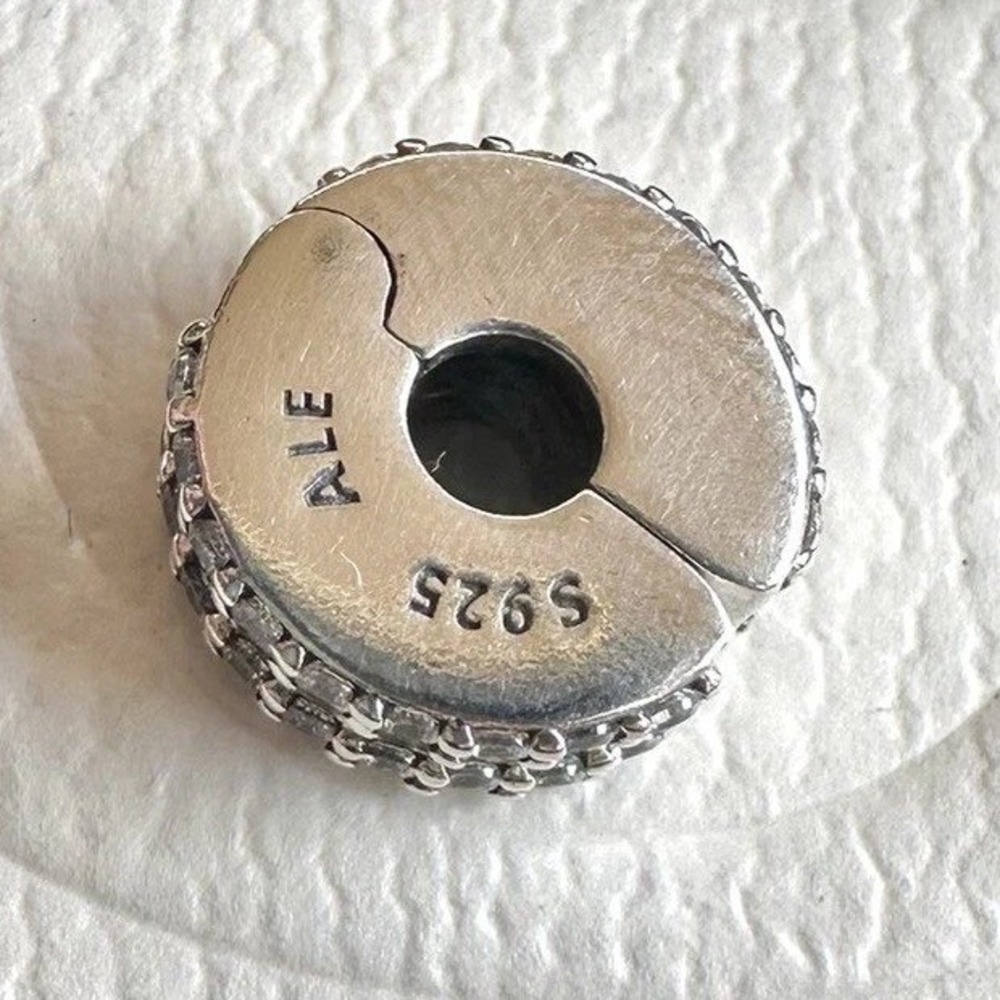 Pandora Sparkling Pave Lines Clip Charm Sterling Silver Clear CZ 791817CZ - Picture 3 of 5